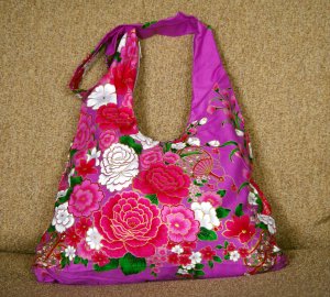 Pastel Lilac BOHO KIMONO FLORAL STRAP SHOULDER HANDBAG