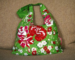 Green BOHO KIMONO FLORAL STRAP SHOULDER HANDBAG
