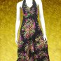 Black V-neck Cotton Halter Garden Party Dress