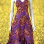 Purple V-neck Garden Floral Halter Cotton Dress