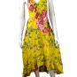 Yellow V-neck Cotton Halter Garden Party Dress
