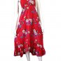 Hot Red Garden Floral Cotton Halter Dress
