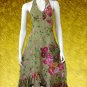 Green Cotton Country Garden Floral Halter dress