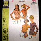 Vintage 1960's McCalls Sewing Pattern 2192 Stretch Knit Womens Blouse Size 16 CUT
