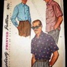 Vintage 1950's Simplicity Mens Sewing Pattern 4981 Shirt Long or Short Sleeve Size Ex Large CUT