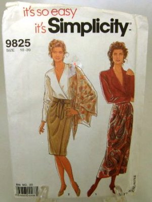 1990's Simplicity Sewing Pattern 9825 Long or Short Wrap Skirt and Sash Size 10 - 20 Plus UNCUT