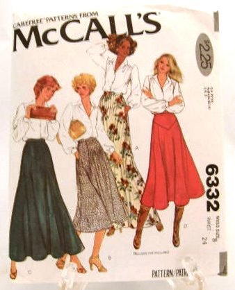 Vintage 1970's McCalls Sewing Pattern 6332 Long Short Full Flared Skirt 4 Styles Size 8 UNCUT