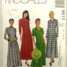 90's McCalls 9517 Sewing Pattern Button Front Long or Short Sleeve Dress 4 Styles Size 6 8 10 UNCUT