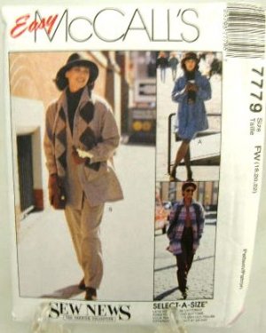 1990's McCalls Easy Sewing Pattern 7779 Jacket Skirt Pants Plus Size FW 18 20 22 UNCUT