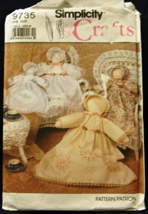 Simplicity Craft Sewing Pattern 9735 Victorian Heirloom Doll and Doll Clothes 12 and 18 inch CUT