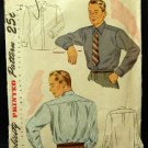 Vintage 40's Simplicity Sewing Pattern 1952 Mens Long Sleeve Dress Shirt Neck Size 17 CUT