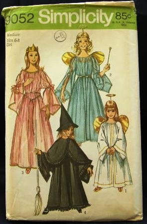 1970's Simplicity Costume Sewing Pattern 9052 Princess Fairy Angel Witch Girls Size Med 6 - 8 CUT