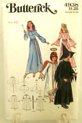 70's Butterick Costume Sewing Pattern 4938 Princess Fairy Angel Witch Misses Size 10 UNCUT