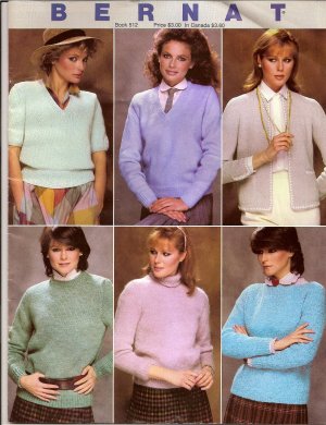Bernat Knitting Pattern Booklet 512 Modern Classics Knit Sweater in 7 Basic Styles Cardigan A1006