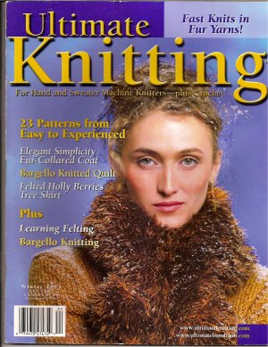 Winter 2003 Ultimate Knitting Magazine Patterns for Scarf, Bargello Knitted Quilt, Coat  A1016