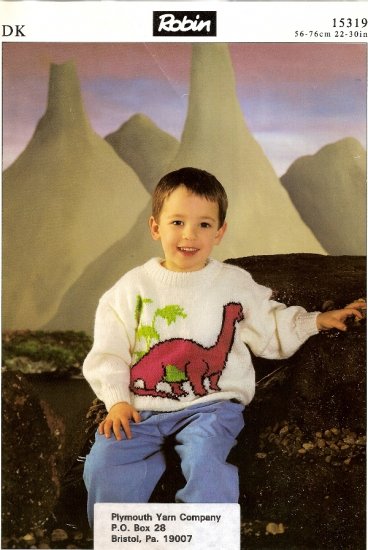 Robin Knitting Pattern Leaflet 15319 Childrens Dinosaur