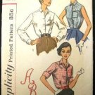 1950's Vintage Simplicity Sewing Pattern 2195 Blouse 3 Styles with Transfer Size 16 CUT