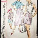 1950's Vintage Simplicity Sewing Pattern 2076 Blouse Skirt Shorts Size 12 Slenderette CUT