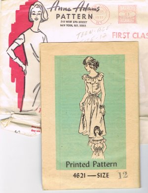 70's Mail Order Sewing Pattern Anne Adams 4621 Bo Ho Dress with Tie Teen Age Size 12 UNCUT MO 108