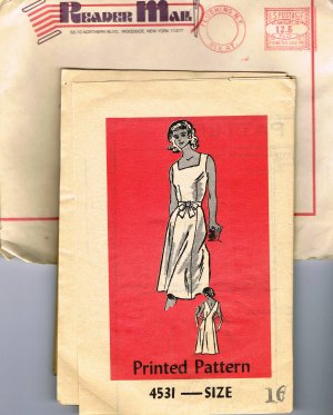 70's Mail Order Reader Sewing Pattern 4531 Sleeveless Tie Front Wrap Dress Size 16 UNCUT MO 109