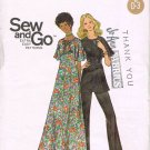 Vintage 1960's Butterick Easy Sewing Pattern 6305 Short Sleeve Long Dress Tunic Pants Size 14 UNCUT