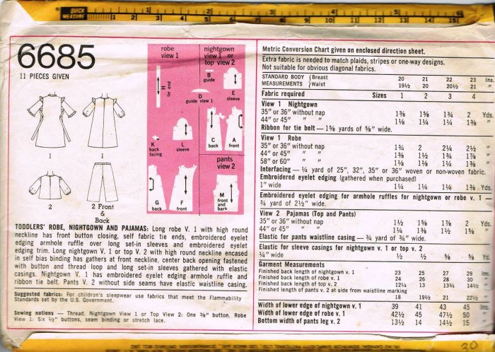 Vintage 70's Simplicity Sewing Pattern 6685 Toddler Girls Robe ...