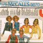 70's McCalls Carefree Sewing Pattern 5670 Misses Jacket Vest Size 12 14 16 CUT
