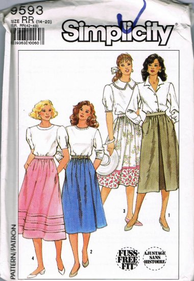 80's Vintage Simplicity Sewing Pattern 9593 Gathered Full Skirt Plus ...