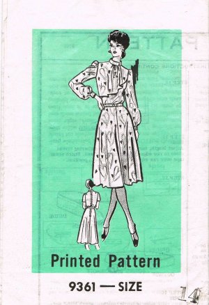 70's Mail Order Sewing Pattern 9361 Short Sleeve Long Sleeve Sleeveless Dress Size 14 UNCUT MO 110