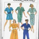 80's Simplicity Sewing Pattern 7492 Shirt Dress Long or Short Jumpsuit Size 6 and 8 UNCUT