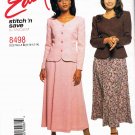 McCalls Easy Stitch n Save Sewing Pattern 8498 Semi Fitted Jacket Gored Skirt Size 8 10 12 14 UNCUT