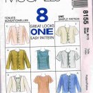 1990's McCalls Sewing Pattern 8155 8 in One Jacket and Blouse Top 4 styles Size Small 8 - 10 UNCUT