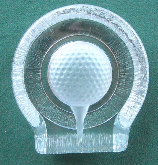Nybro Swedish Crystal Glass Block Golf Ball