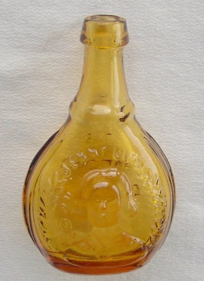 Small Wheaton Jenny Lind Amber Glass Bottle