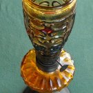 Vintage Miniature Oil Lamp Amber Glass Shade And Base