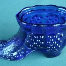 Hobnail Blue Shoe Vintage Art Glass