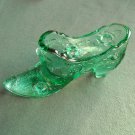 Vintage Fenton Art Glass Rose Shoe Slipper Green