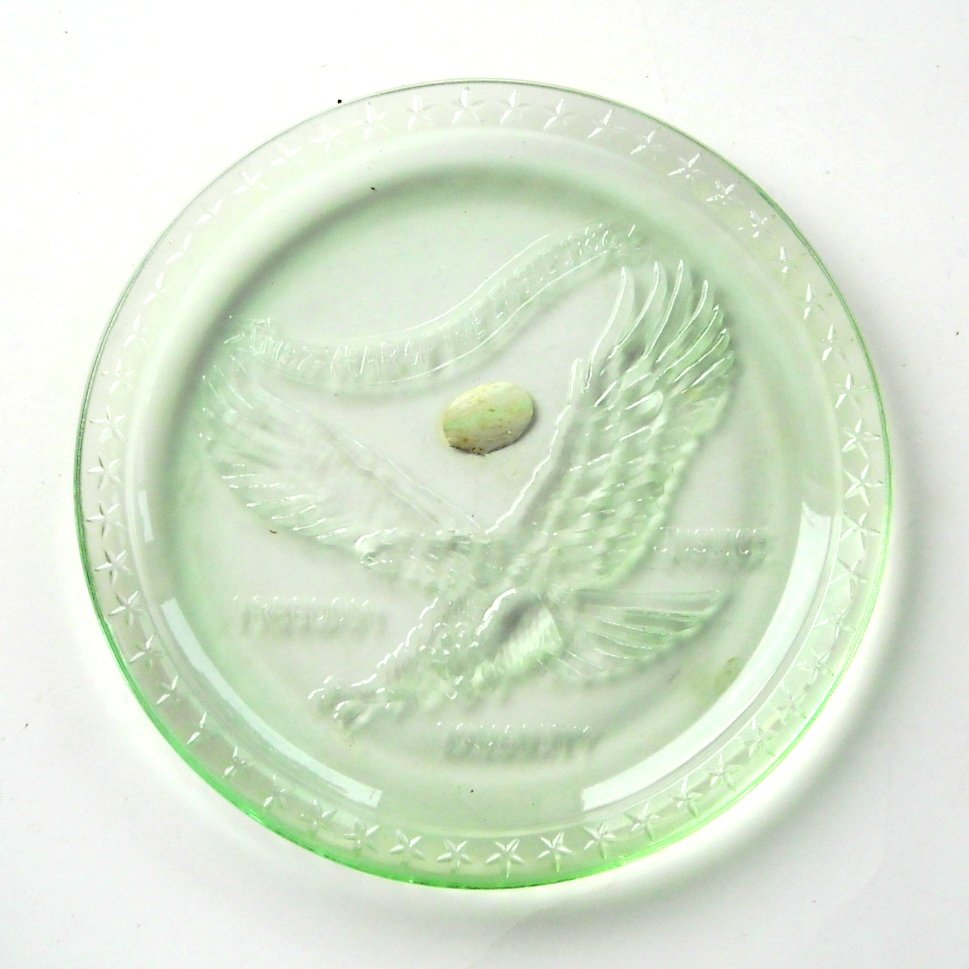 Tiara Eagle Green Vintage Glass Plate