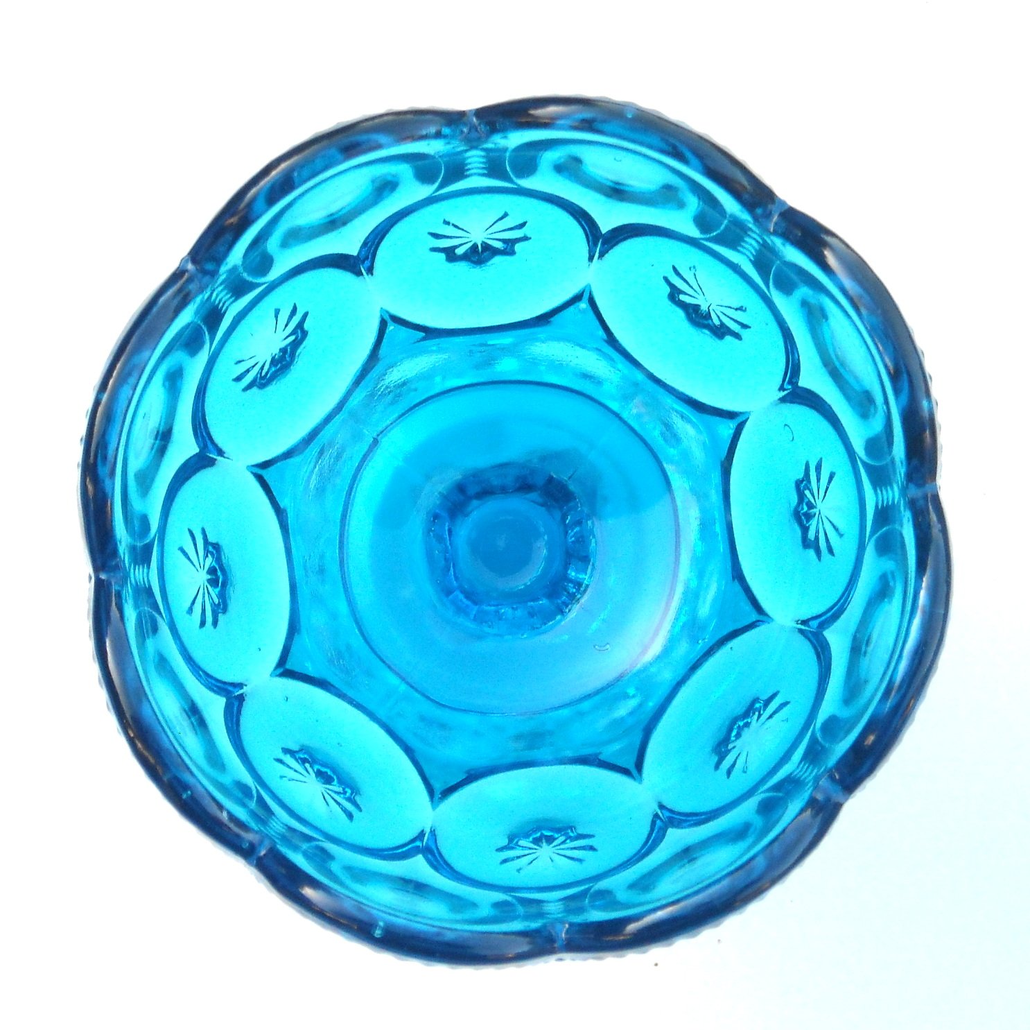 Blue Moon Stars L E Smith Glass Pedestal Condiment Bowl