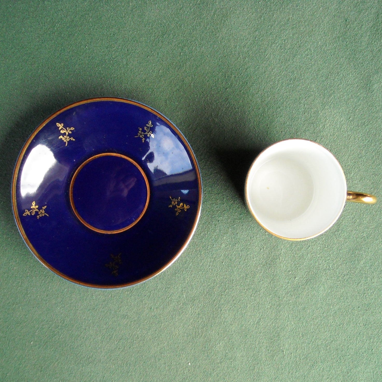 Limoges Cobalt Gold Demitasse Cup and Saucer Set