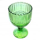 Vintage Large Sawtooth Rim Hunter Green Water Glass Goblet