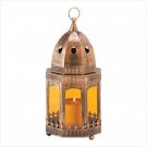 COPPER/AMBER CANDLE LANTERN
