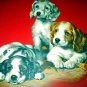 THREE SWEET PUPPY DOGS-VINTAGE LITHOGRAPH PRINT