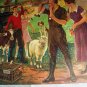 RARE*REYLEA* FIRST PRIZE VINTAGE LITHOGRAPH-Sheep,Cow,Chickens,Calf