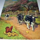 Docile Black/White Farm COWS-BLOSSOM TIME Lithograph Docile Black/White Farm COWS-BLOSSOM TIME Lithograph