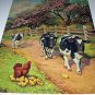 Docile Black/White Farm COWS-BLOSSOM TIME Lithograph