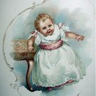 Sweet Baby,Little Girl Walking Antique Chromolithograph Print