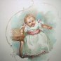 Sweet Baby,Little Girl Walking Antique Chromolithograph Print