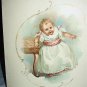 Sweet Baby,Little Girl Walking Antique Chromolithograph Print