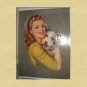 Happy Terrier Dog Hugged By Lovely Beauty-J.ERBIT-Vintage Lithograph Print